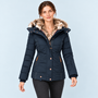 Doudoune femme cintrée à capuche — bleu-marine — vue face
