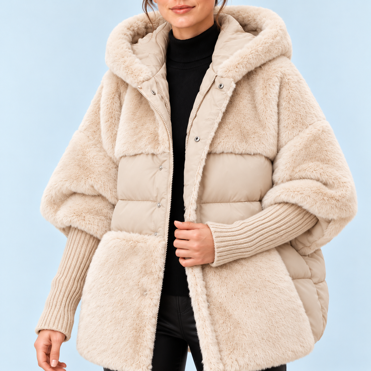 Doudoune femme oversize — beige — vue detail