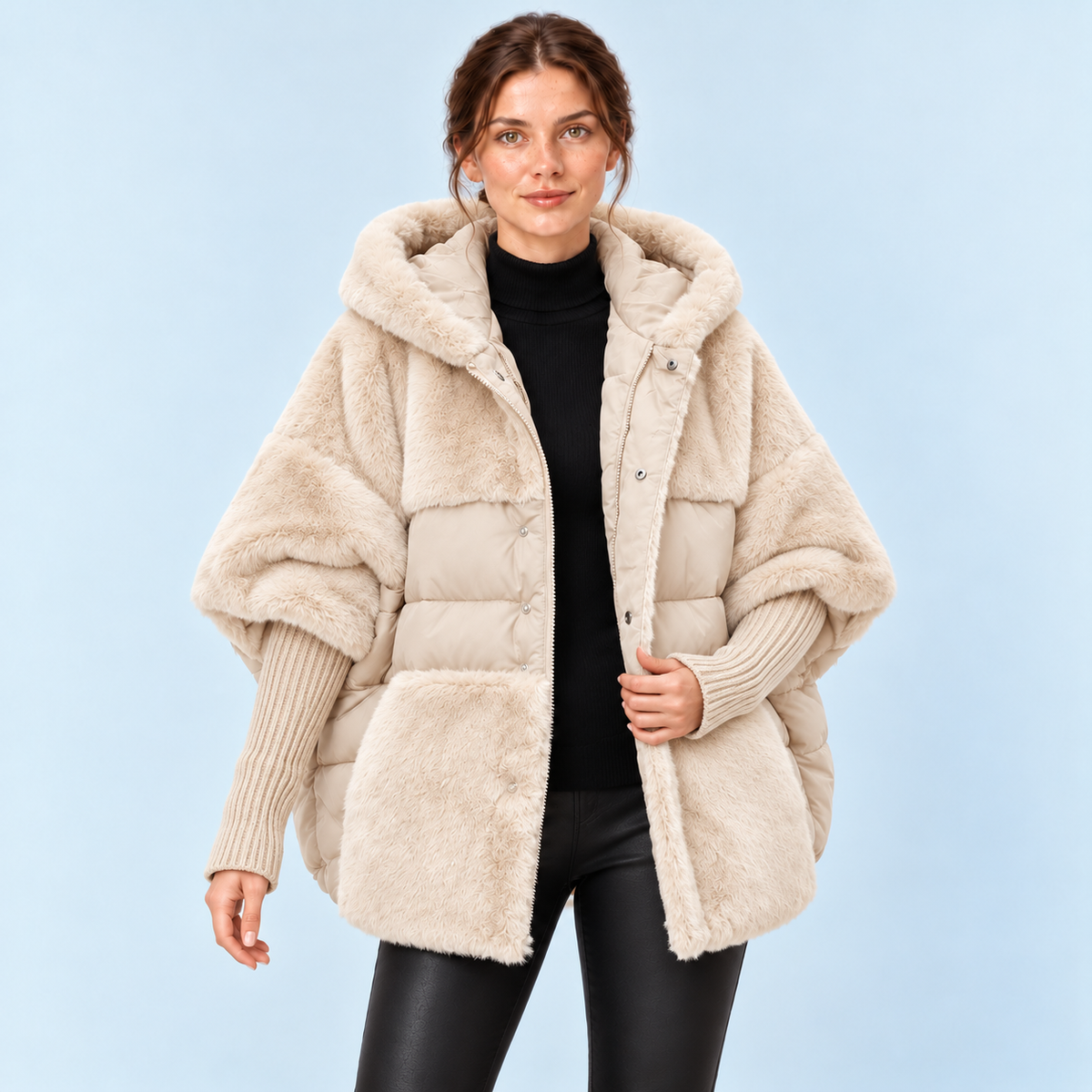 Doudoune femme oversize — beige — vue face