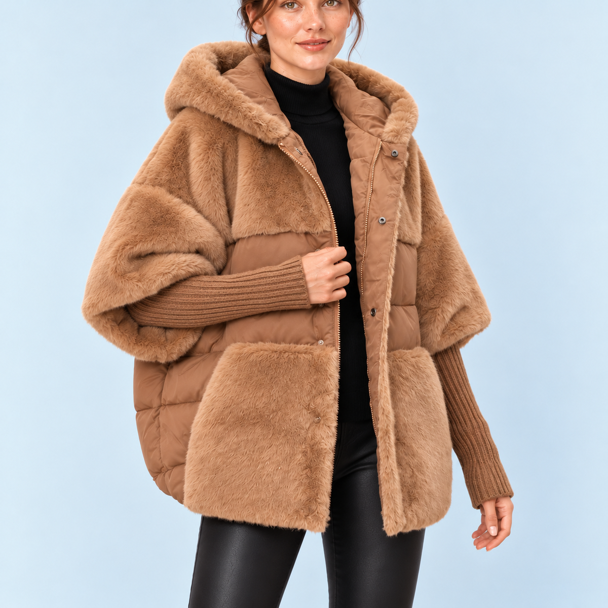 Doudoune femme oversize — camel — vue detail