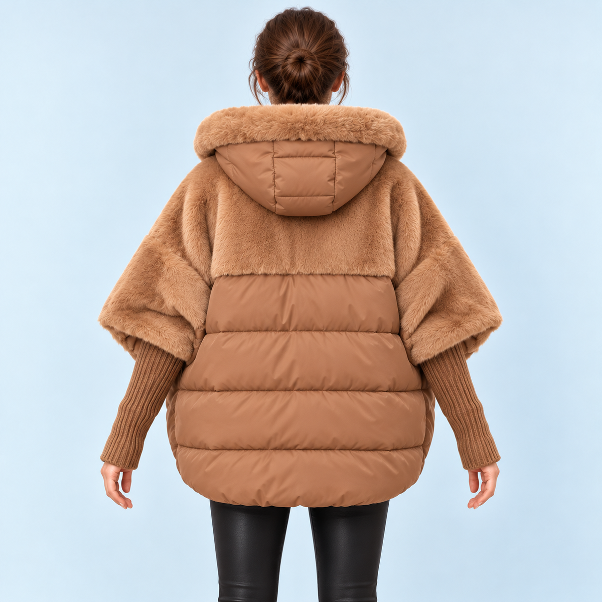 Doudoune femme oversize — camel — vue dos