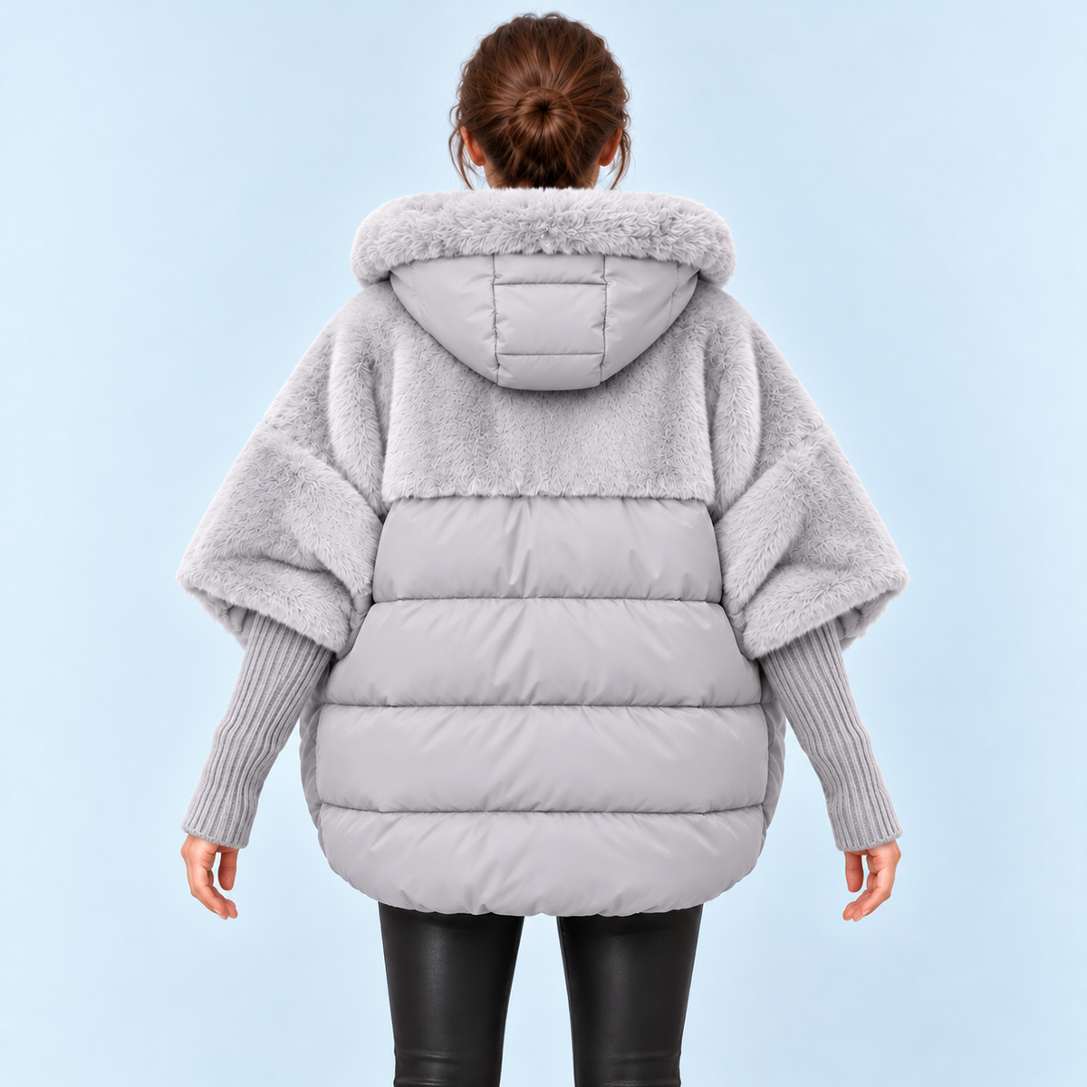 Doudoune femme oversize — gris — vue dos