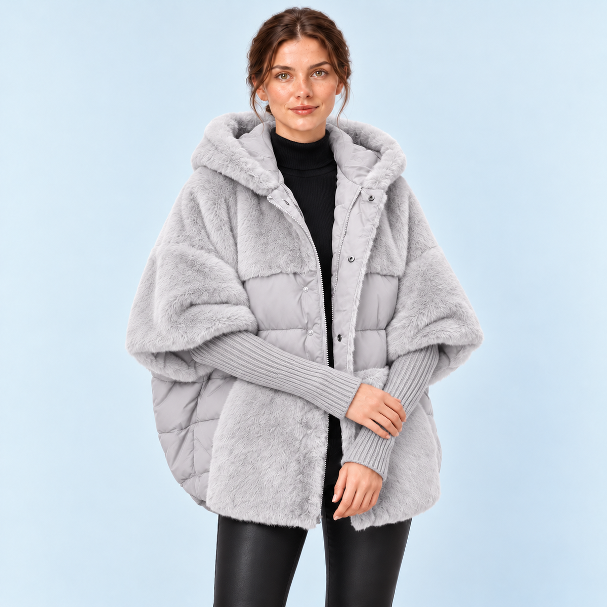 Doudoune femme oversize — gris — vue face