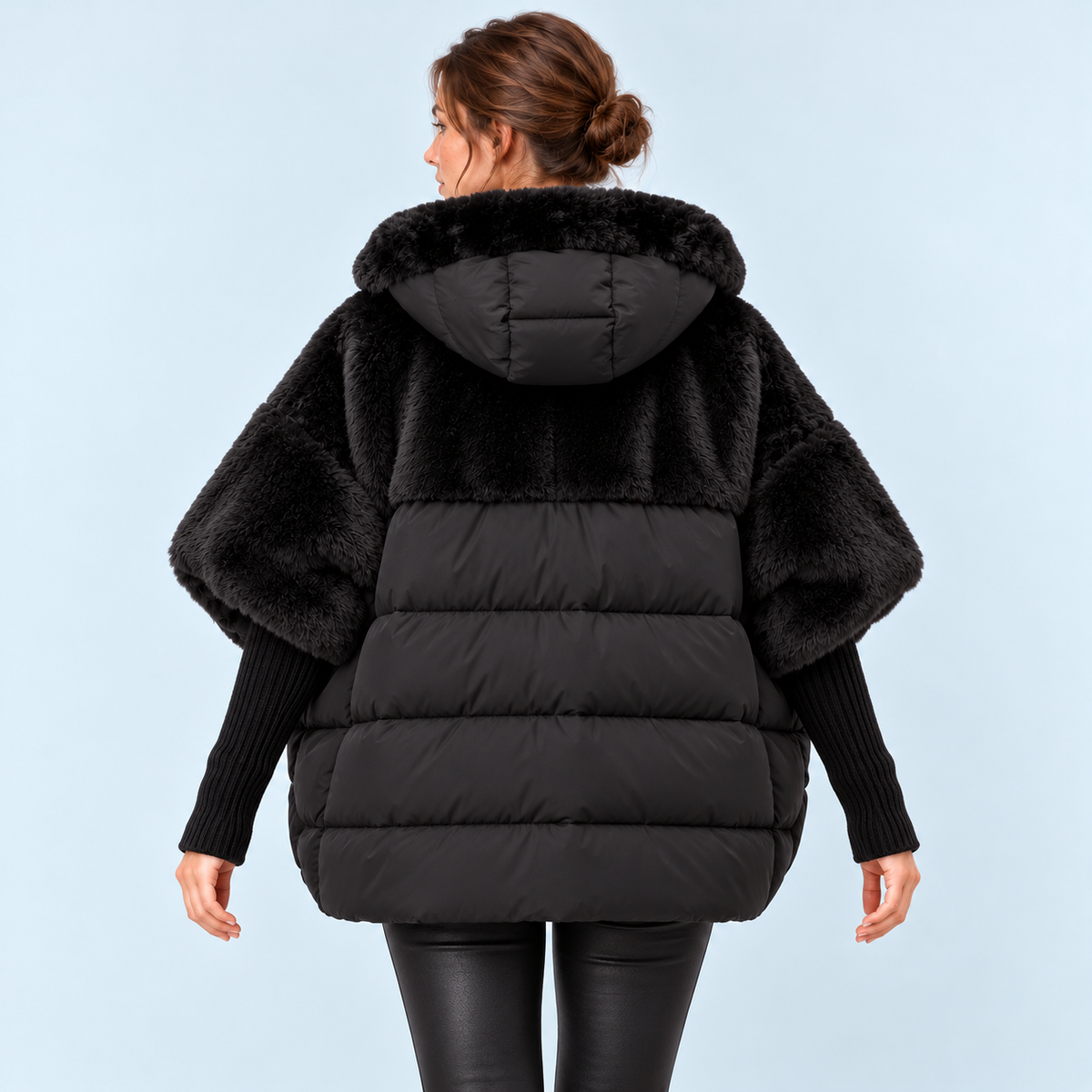 Doudoune femme oversize — noir — vue dos