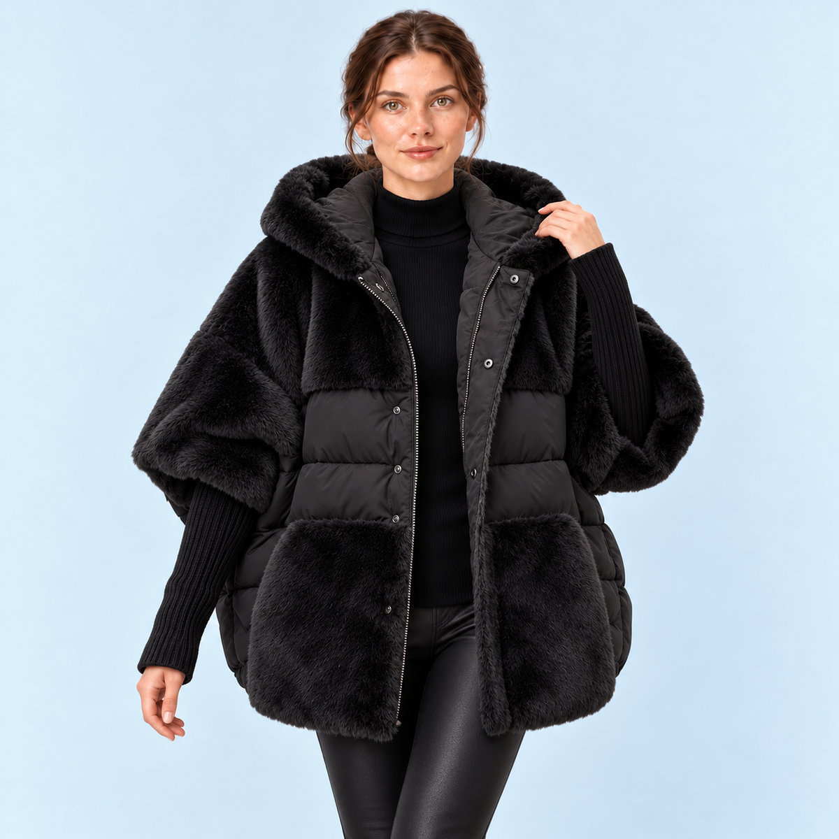 Doudoune femme oversize — noir — vue face