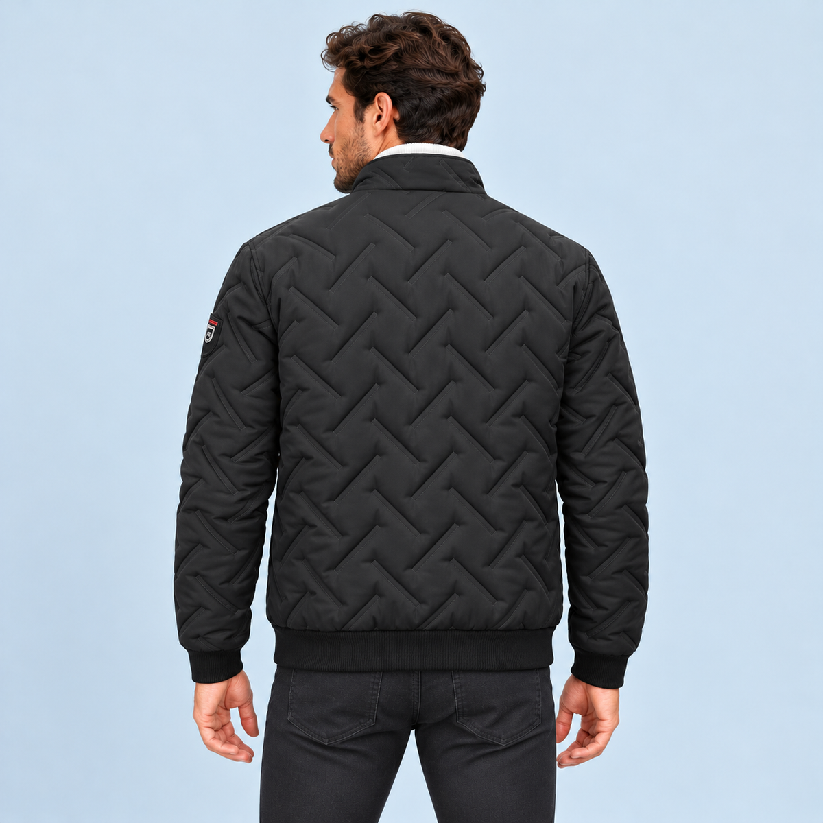 Doudoune homme légère à col montant — noir — dos