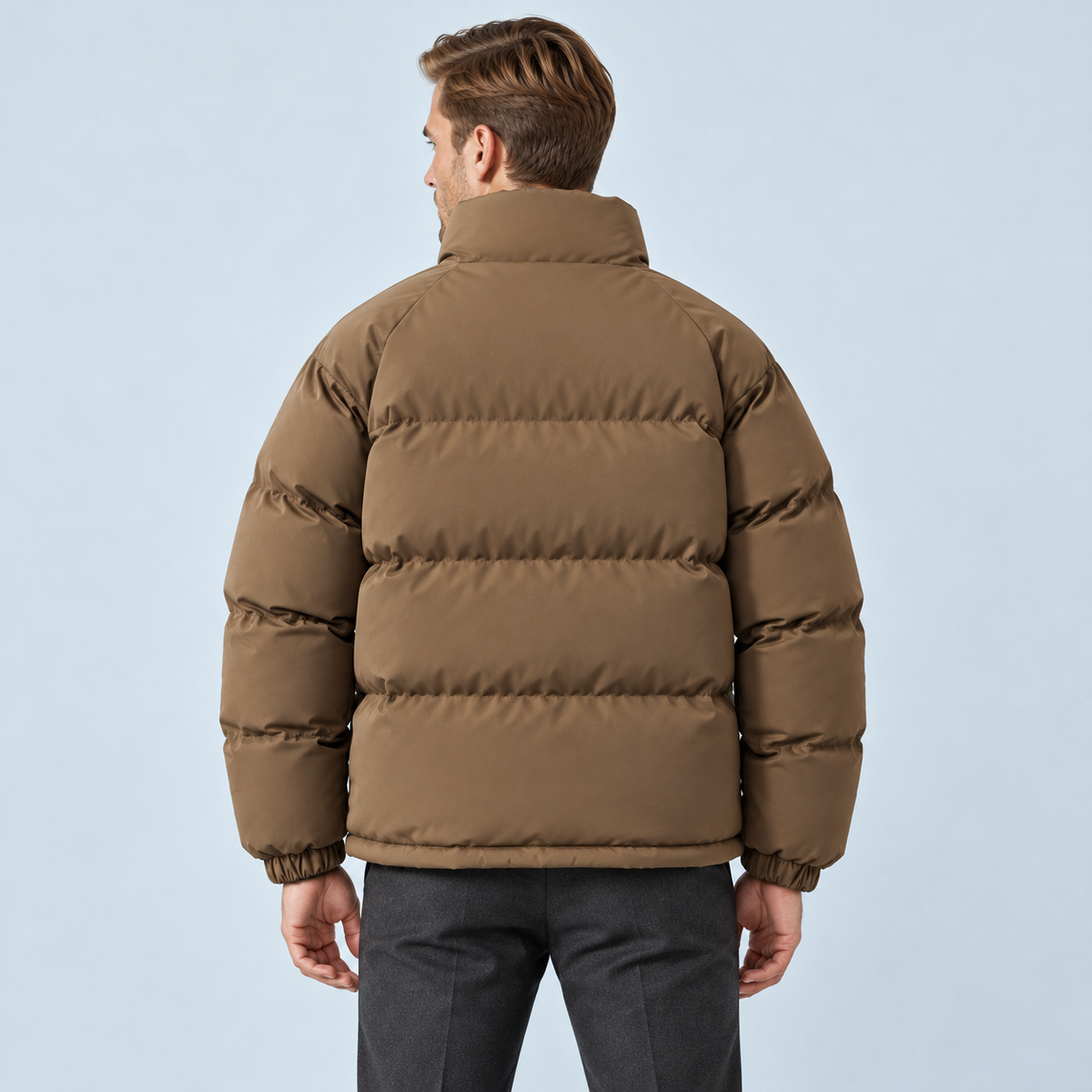 Doudoune homme doublée polaire — kaki — dos