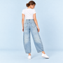 Jean large femme taille haute bleu-clair — dos