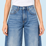 Jean large femme taille haute bleu — detail