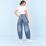 Jean large femme taille haute bleu — dos