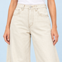 Jean large femme taille haute ecru — detail