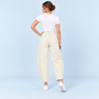 Jean large femme taille haute ecru — dos