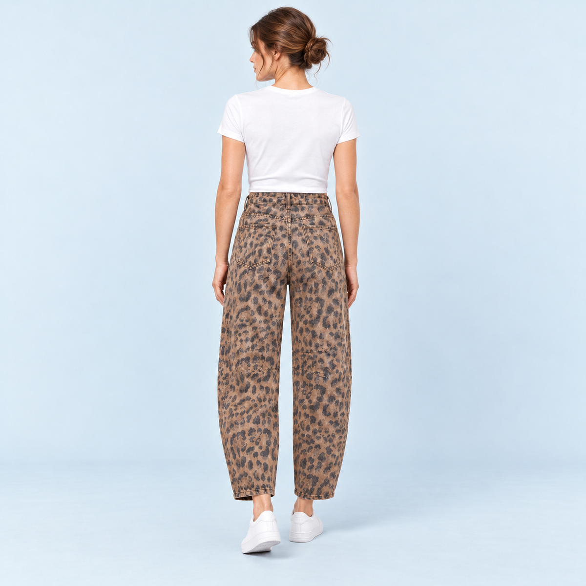 Jean large femme taille haute leopard — dos