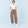 Jean large femme taille haute leopard — face