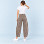 Jean large femme taille haute marron — dos