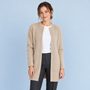 Veste à col rond Savrille — beige, vue de face avec mannequin