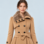Manteau femme cintré camel — vue detail