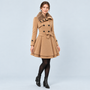 Manteau femme cintré camel — vue trois-quarts