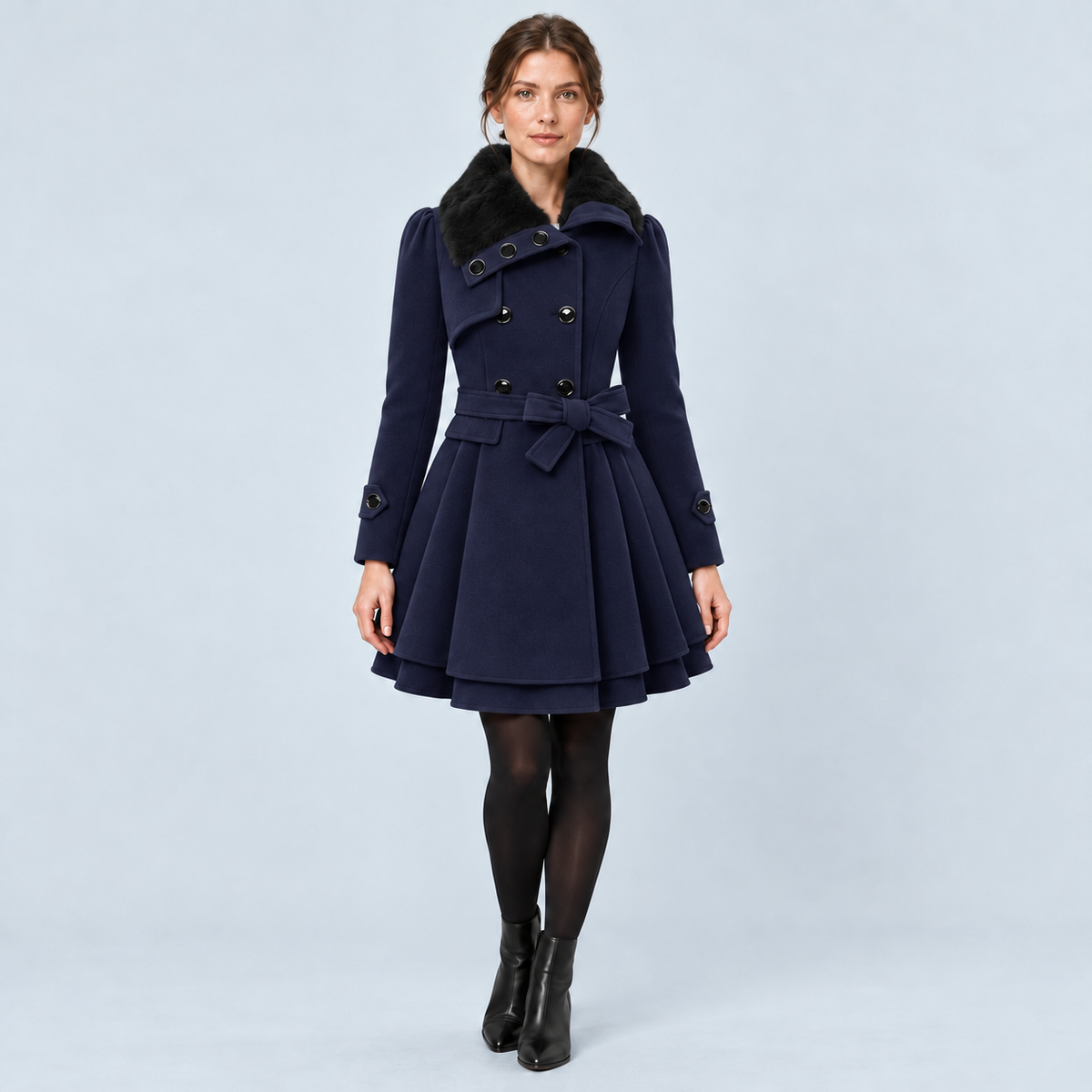Manteau femme cintré bleu marine — vue face