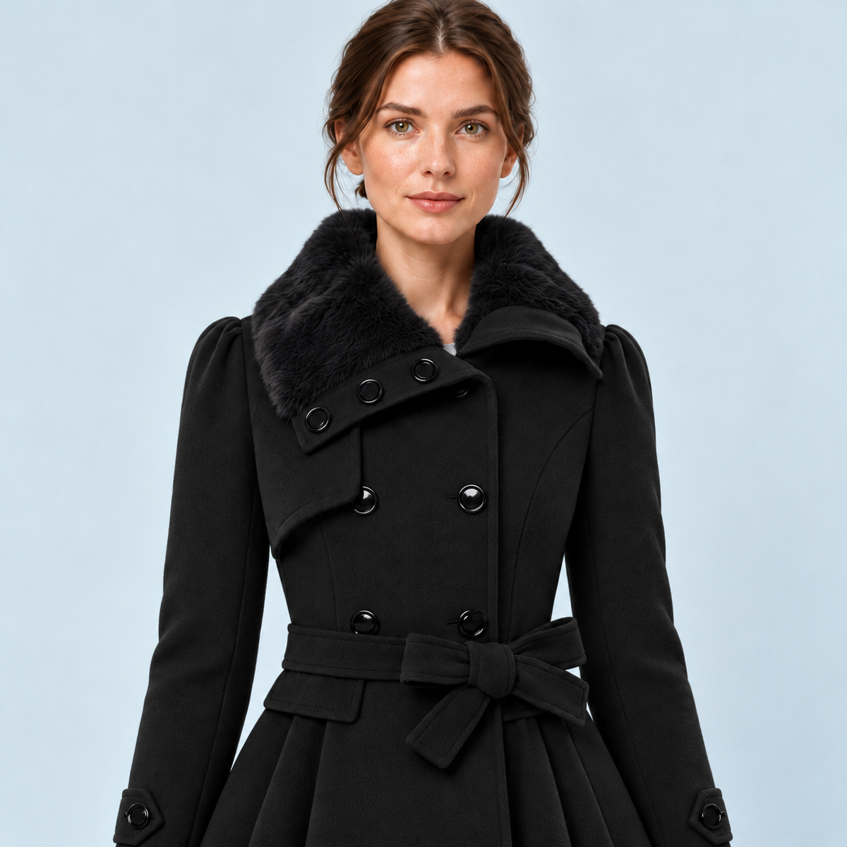 Manteau femme cintré noir — vue detail