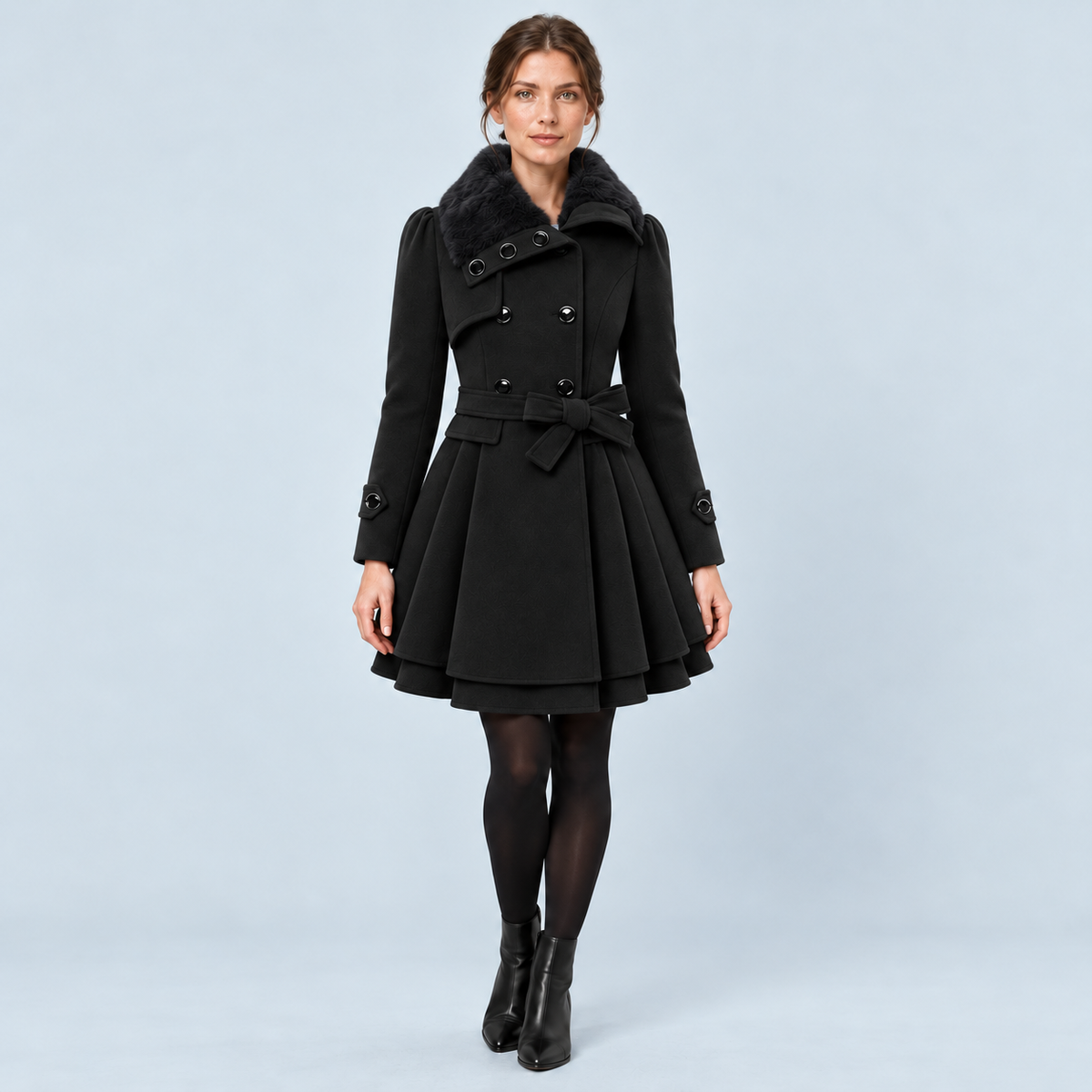 Manteau femme cintré noir — vue face