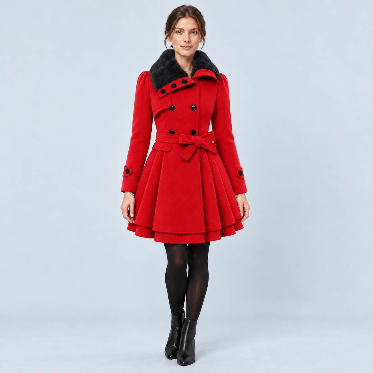 Manteau femme cintré rouge — vue face