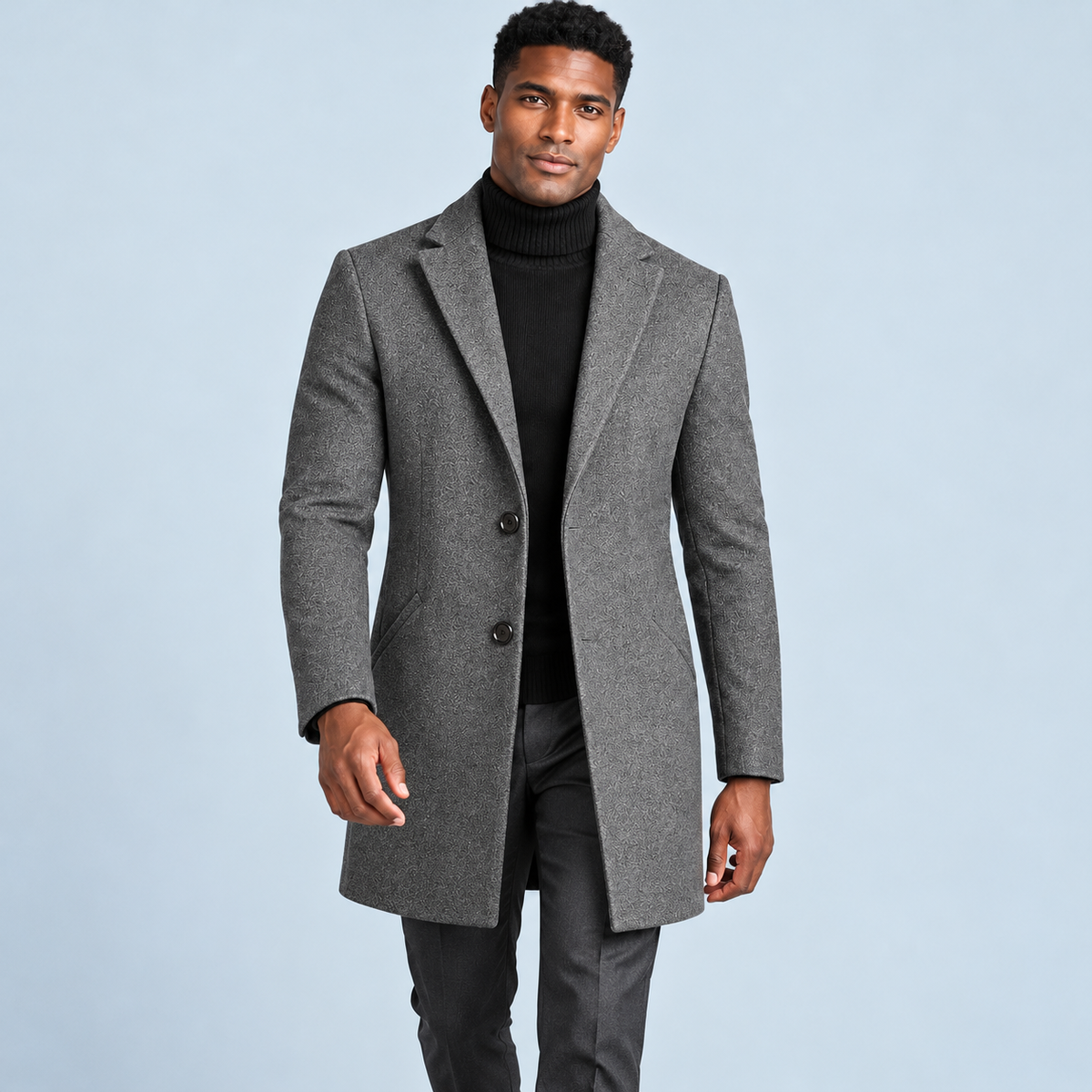 Manteau homme à col classique — gris — face