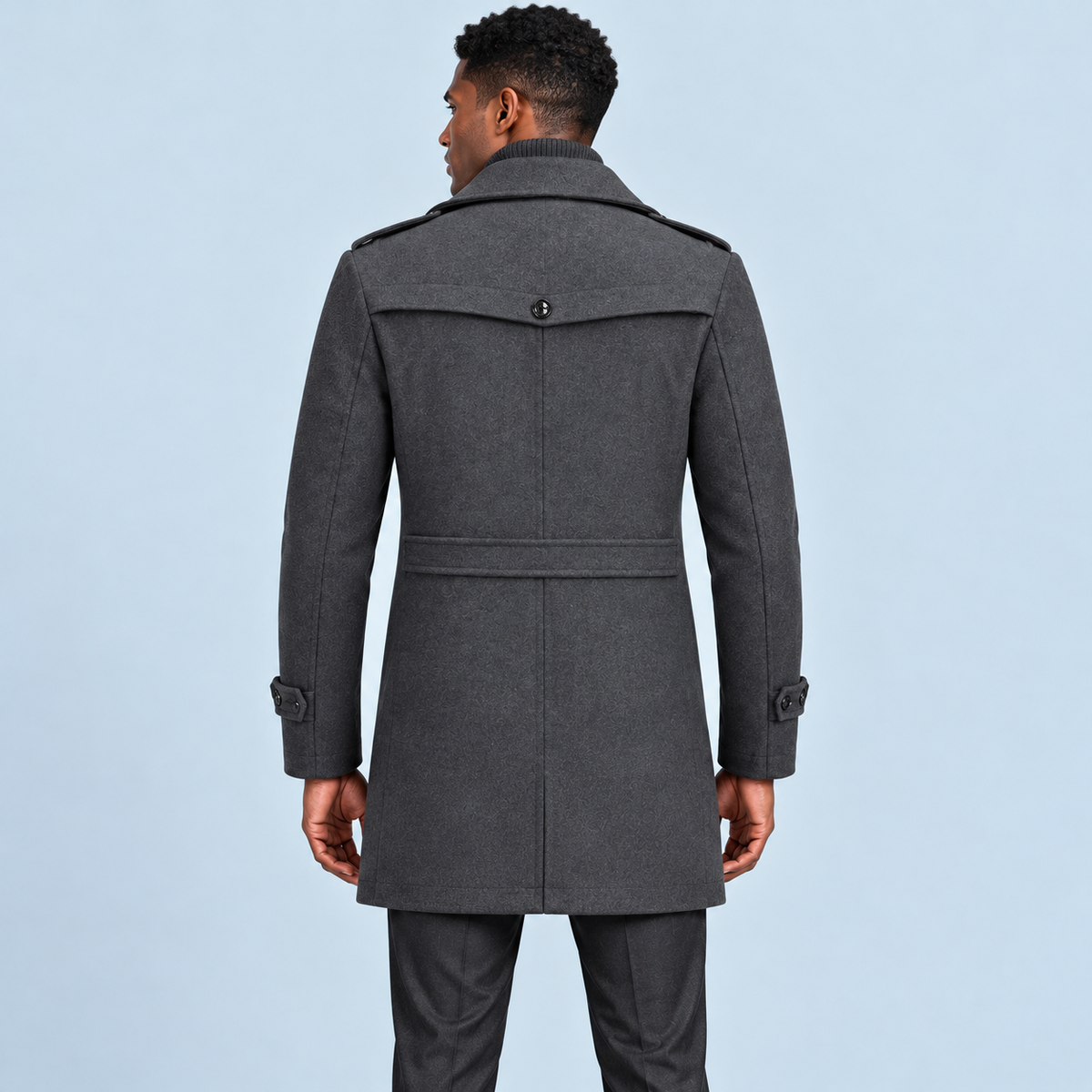 Manteau homme à double col — gris — dos