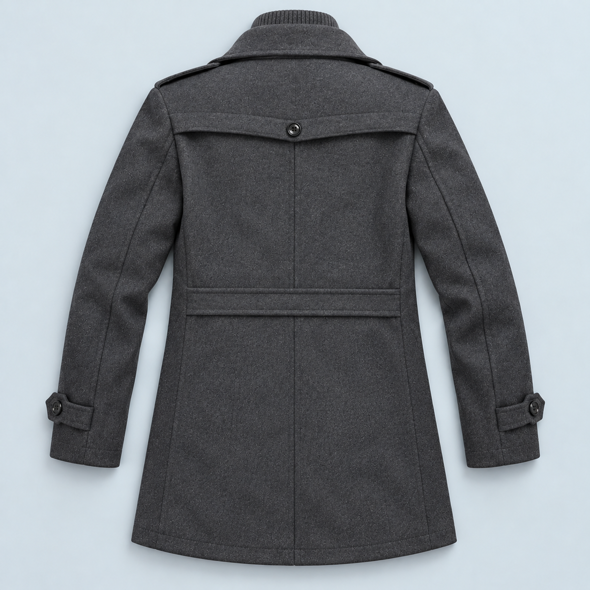 Manteau homme à double col — gris — plat-dos