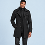 Manteau homme à double col — noir — face