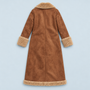 Manteau long femme effet daim à doublure bouclée — marron — vue de dos à plat