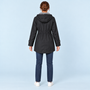 Parka femme à capuche rayée et taille ajustable — noir — dos