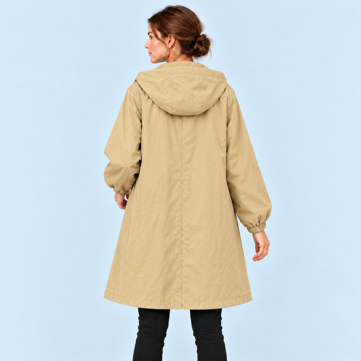 Parka femme déperlante à capuche — beige — vue dos