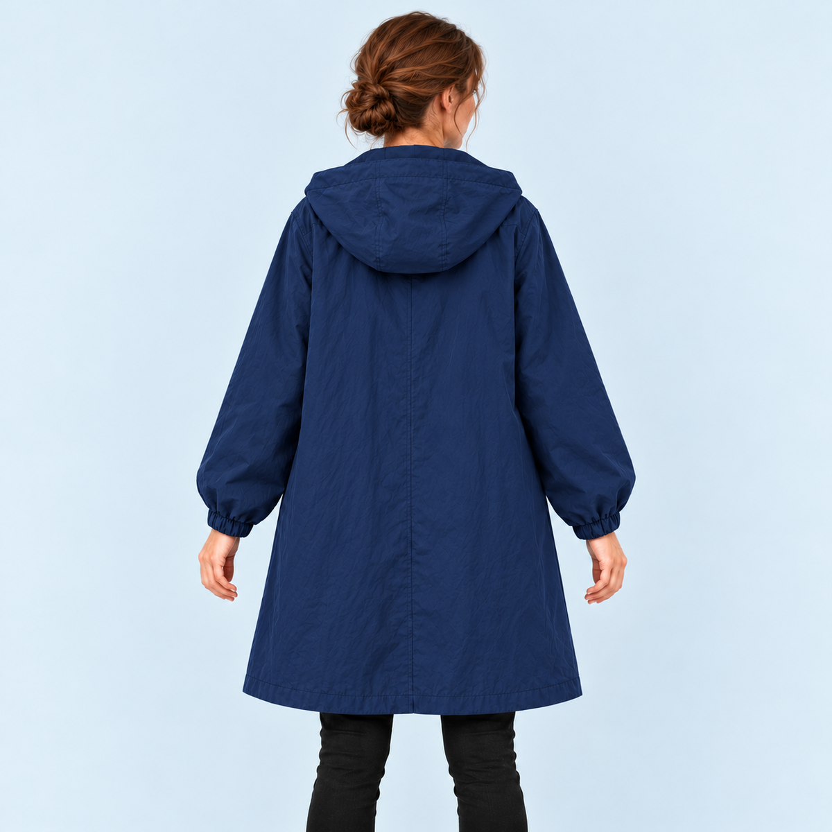 Parka femme déperlante à capuche — bleu-marine — vue dos