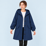 Parka femme déperlante à capuche — bleu-marine — vue face
