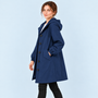 Parka femme déperlante à capuche — bleu-marine — vue profil