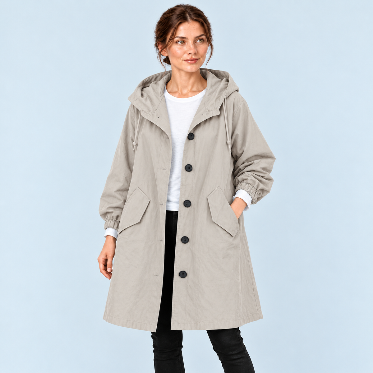 Parka femme déperlante à capuche — grege — vue face