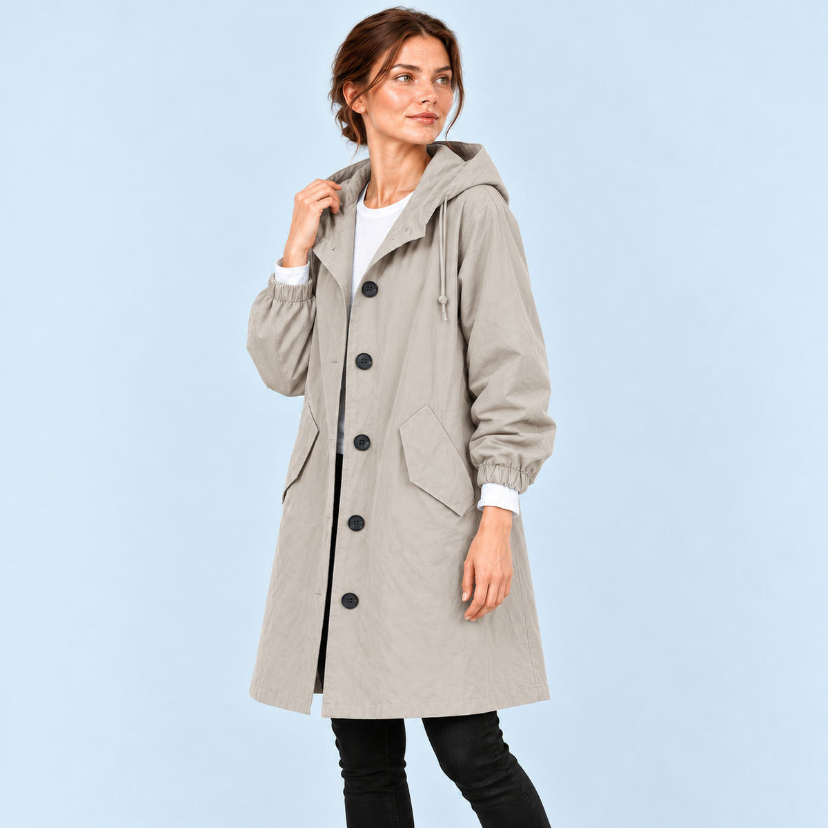 Parka femme déperlante à capuche — grege — vue profil