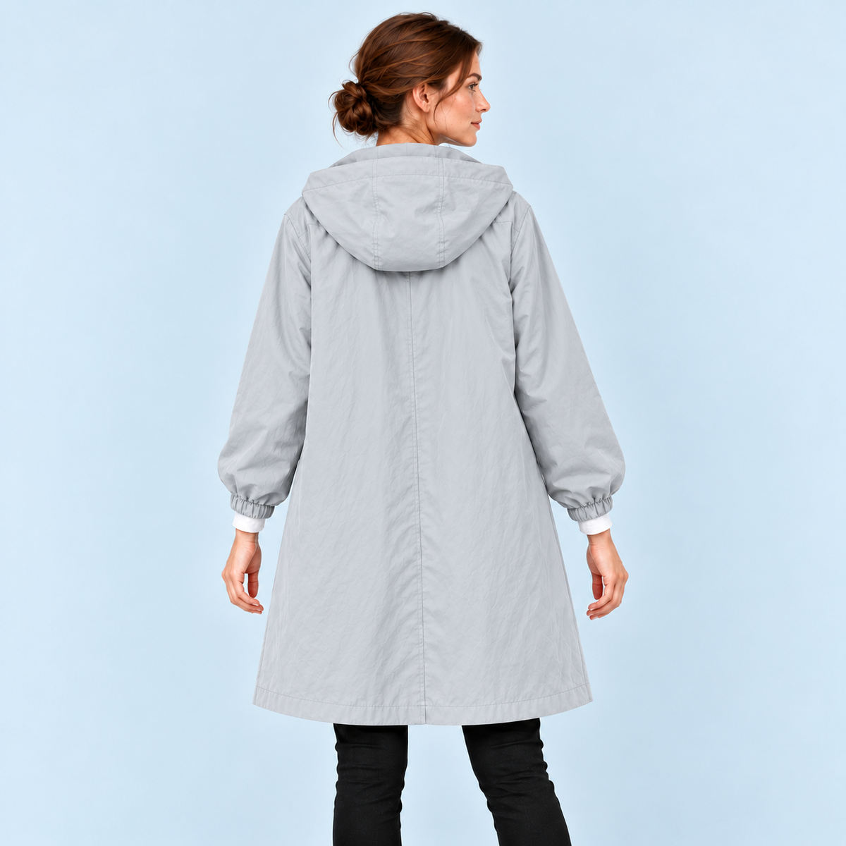 Parka femme déperlante à capuche — gris — vue dos