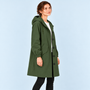 Parka femme déperlante à capuche — kaki — vue profil