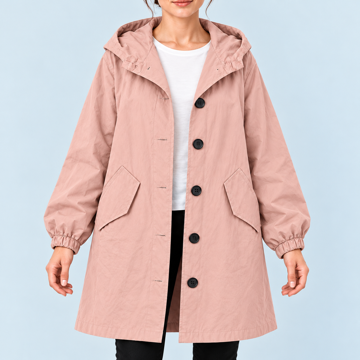 Parka femme déperlante à capuche — rose — vue detail