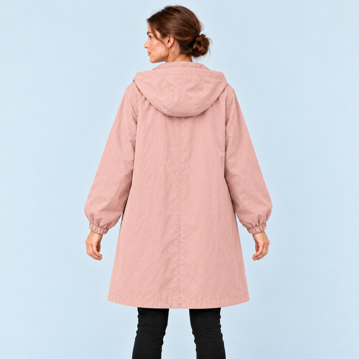 Parka femme déperlante à capuche — rose — vue dos