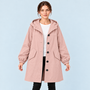 Parka femme déperlante à capuche — rose — vue face