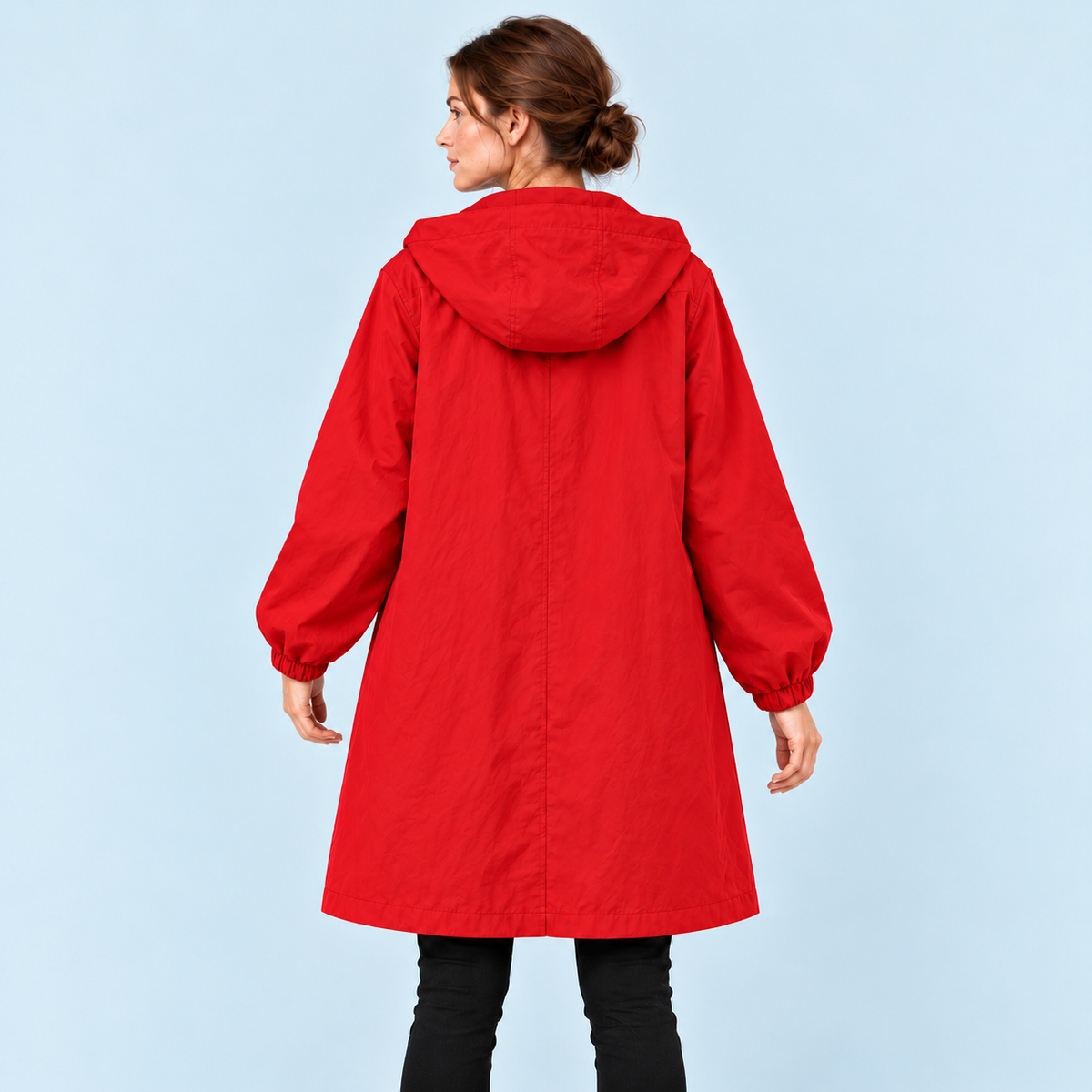 Parka femme déperlante à capuche — rouge — vue dos
