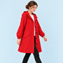 Parka femme déperlante à capuche — rouge — vue profil