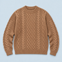 Pull ample homme marron posé à plat au sol, vue de face