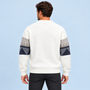 Pull homme en maille à motif géométrique et col rond — blanc dos