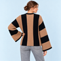 Pull femme rayé à manches larges marron et noir — dos