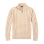 Pull torsadé homme beige à col camionneur zippé — photo source temporaire à remplacer
