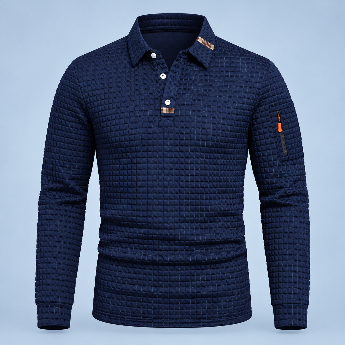 Pull polo bleu marine – vue de face sans mannequin